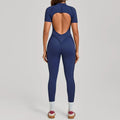 Conjunto De Yoga Para Mujer: Mono Deportivo Con Cremallera, Manga Corta, Secado Rápido, Body Deportivo, Ropa De Yoga, Traje De Gimnasio Push-Up